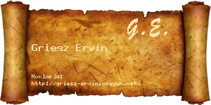Griesz Ervin névjegykártya